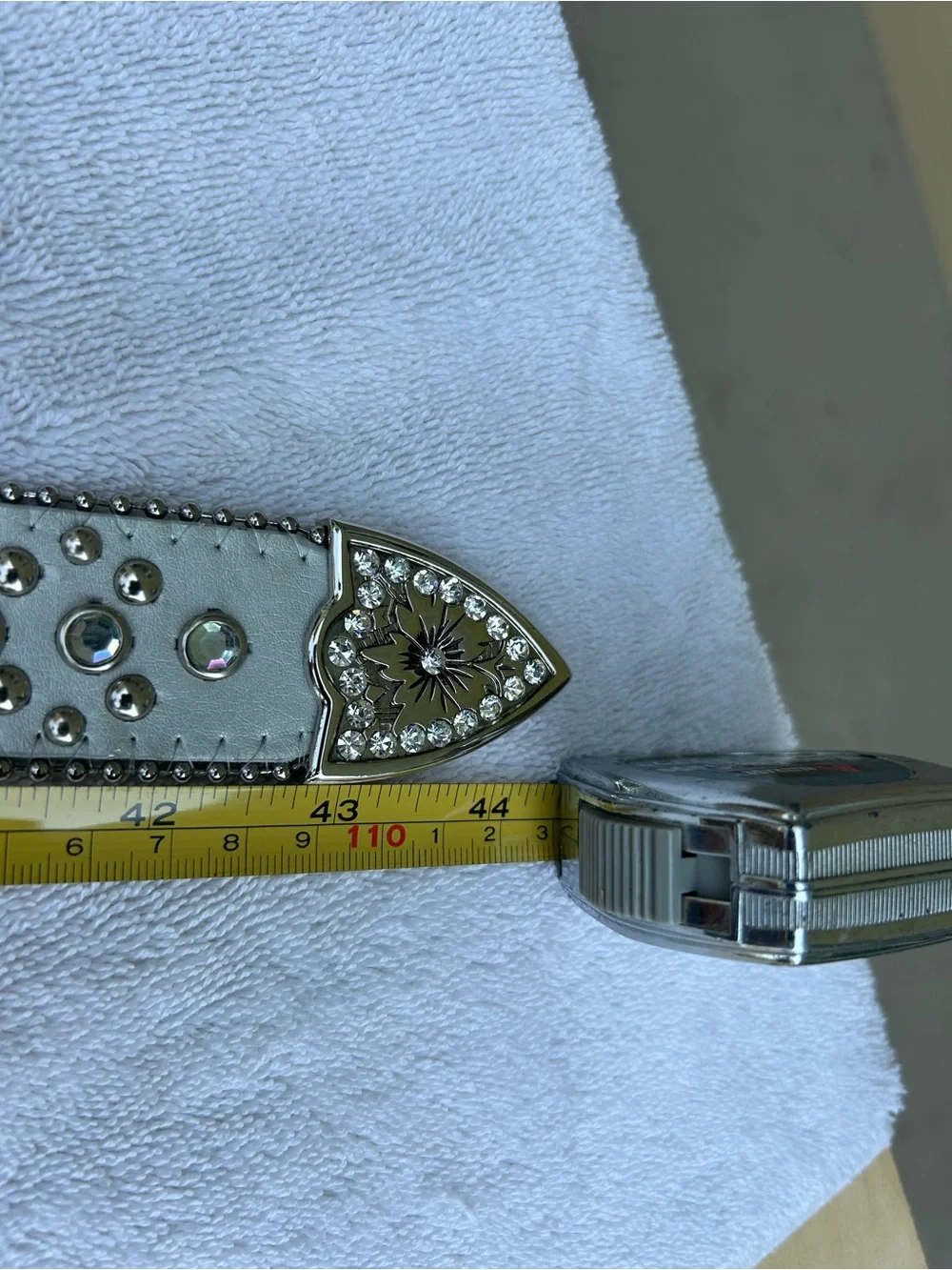 Women's Silver Rhinestone Studded Western Belt